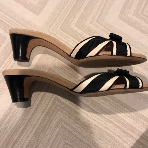 Marc Jacobs Black & White Bow Slides with Heel Size 39 - Picture 2 of 8